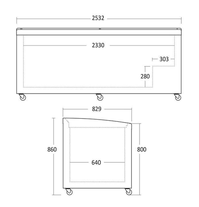 Frysbox / kylbox exponering  SIF900D, 900 liter