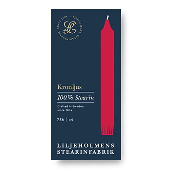 Kronljus 4-p Röd - med  kvalitetsstämpel