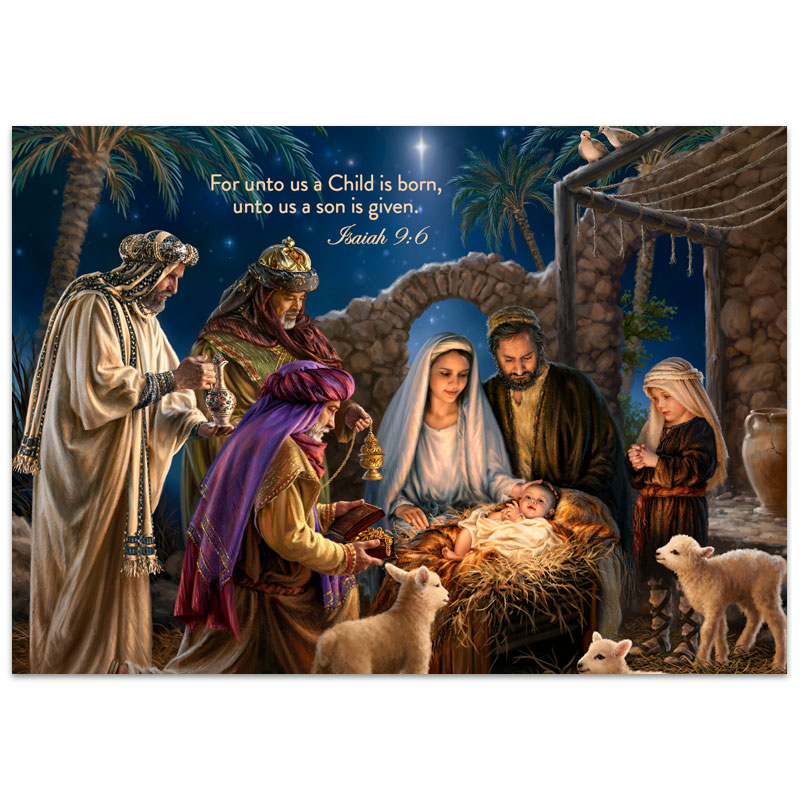 Julkort - Unto us a child is born