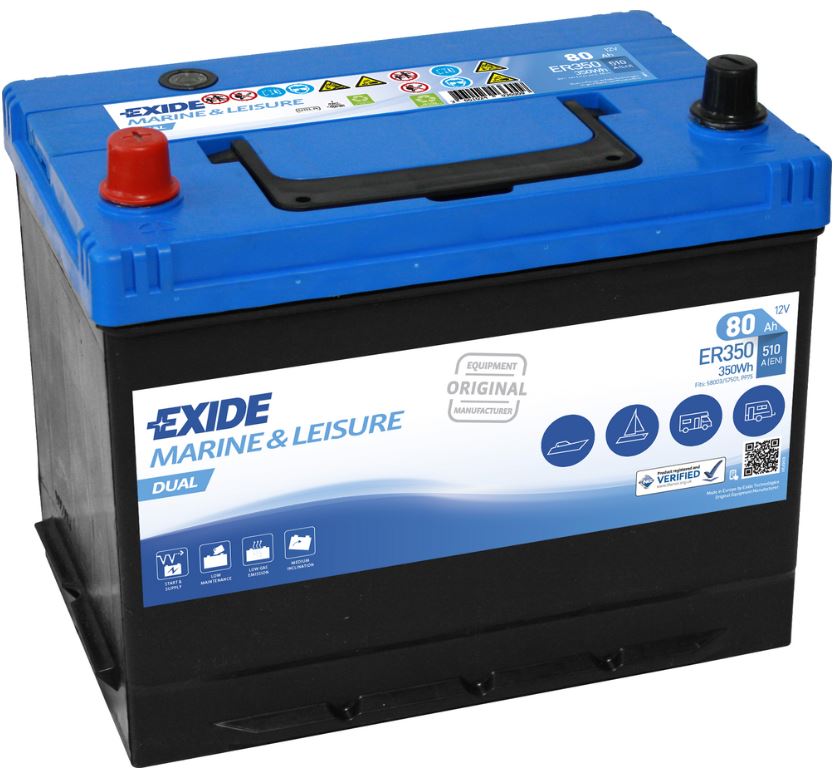 Fritidsbatteri 80ah EXIDE DUAL (TR350)