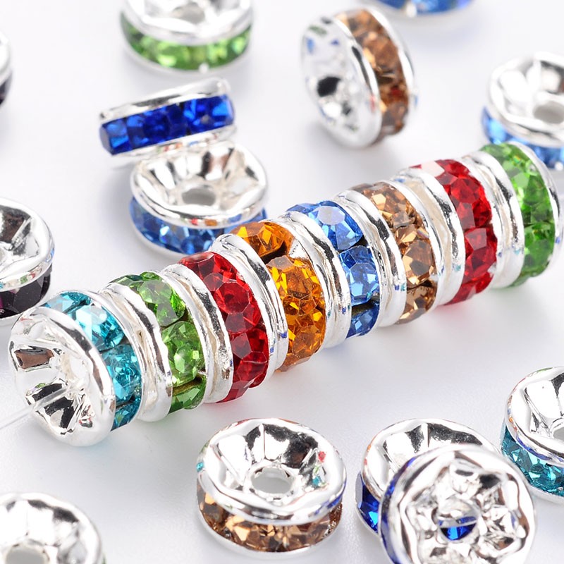 Strassrondell mix 7 mm silverfärgad 10 st