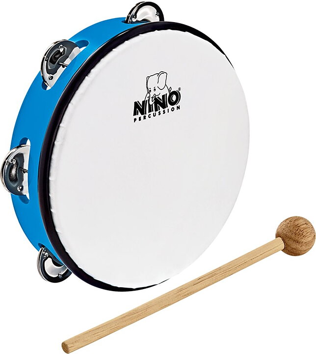 NINO51SB Tamburin m. skinn ABS 8'', Sky Blue