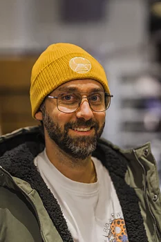 Boardwalk Big Logo Beanie Mustard