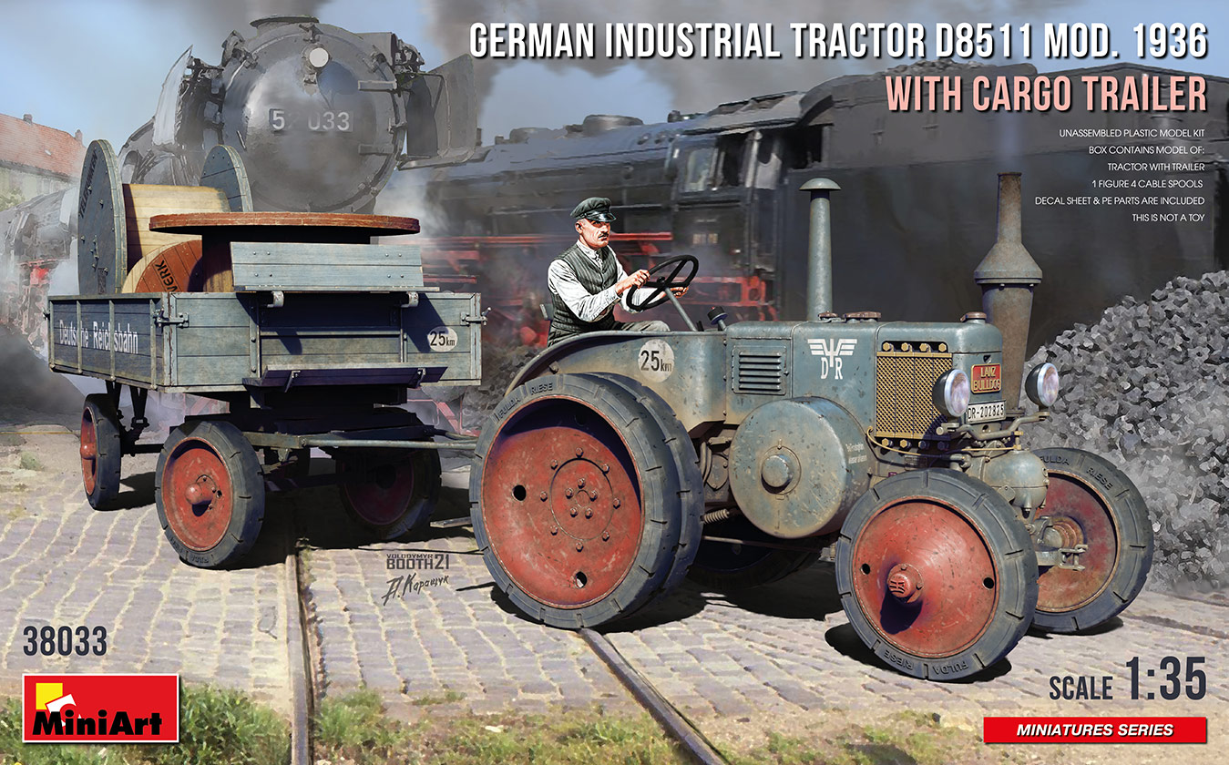 1/35 German Industrial Tractor D8511 Mod. 1936 with Cargo Trailer (1 Figure)