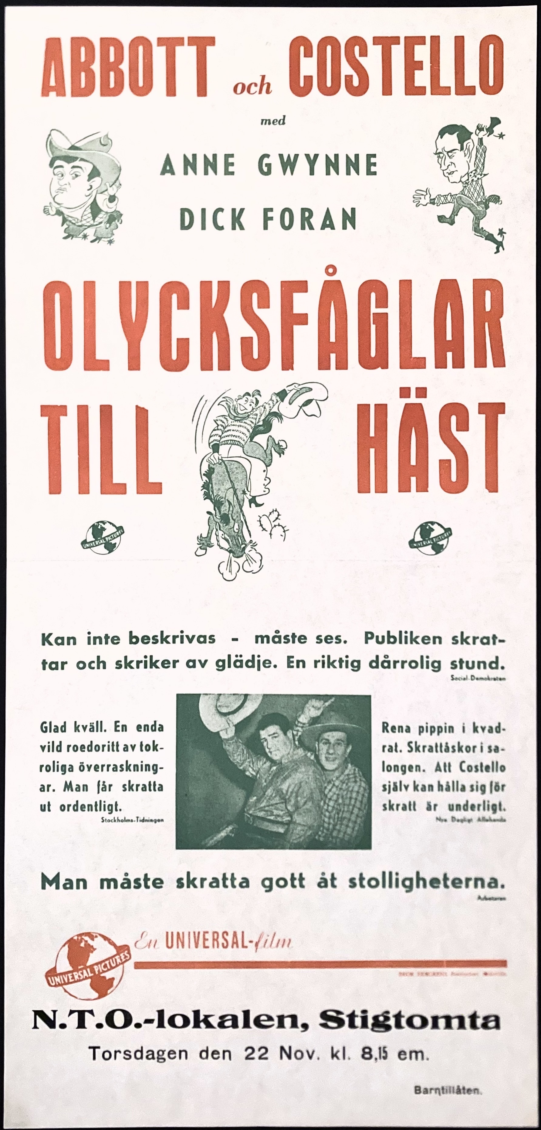 OLYCKSFÅGLAR TILL HÄST (1942) - 2