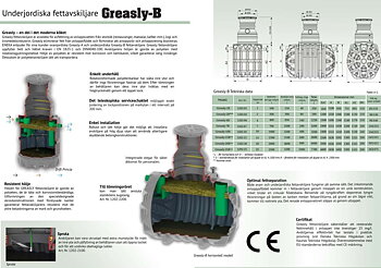 Greasly Fettavskiljare BS 10l/s med slamfång 1000L, inst-djup <1,5m EN1825/CE