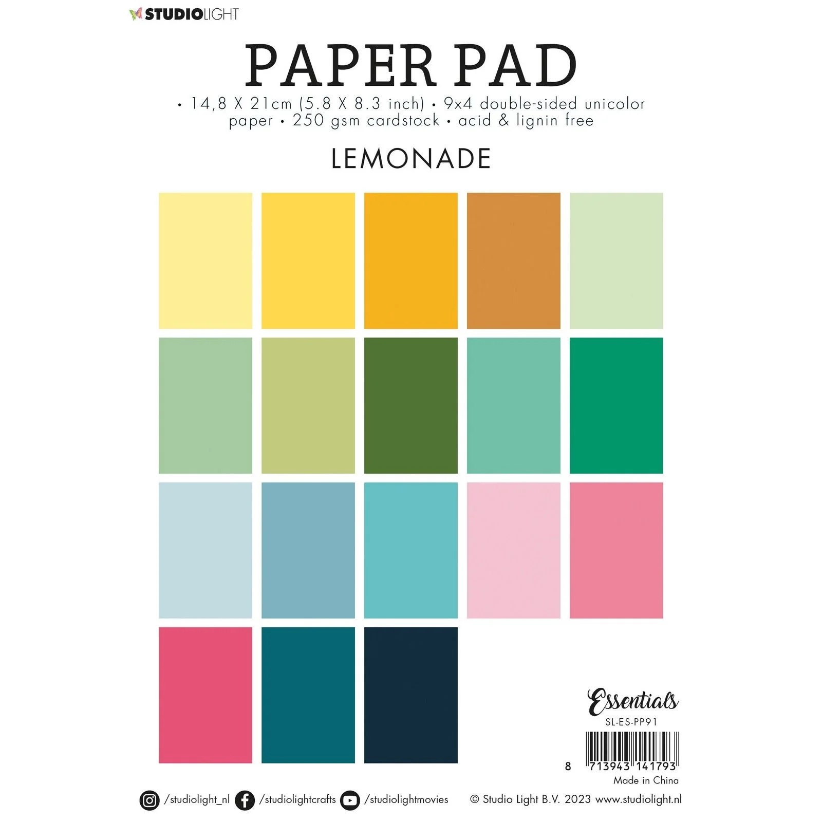 Studio Light - Essentials Paper Pad Unicolor Paper -  Lemonade - 2