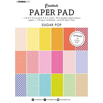 Studio Light - Essentials Paper Pad Double sided Unicolor Patterns - Sugar Pop