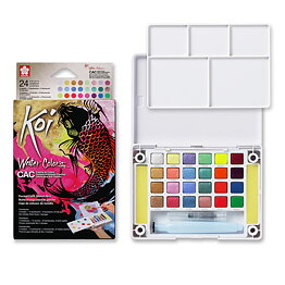 Koi Water Colors Pocket Field Sketch Box Creative Art Colors | 24 half pans + Brush