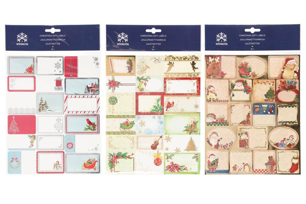 Julklappsetiketter 36 st. olika motiv - 6