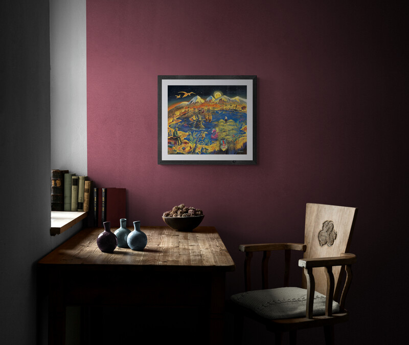 "Den Blå Hagen" (Kunstverket er hovedillustrasjonen til Silvia Campanas eventyrbok av samme tittel). - 2