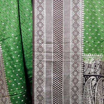 Maharaja Sari Grön-Brun-Silver