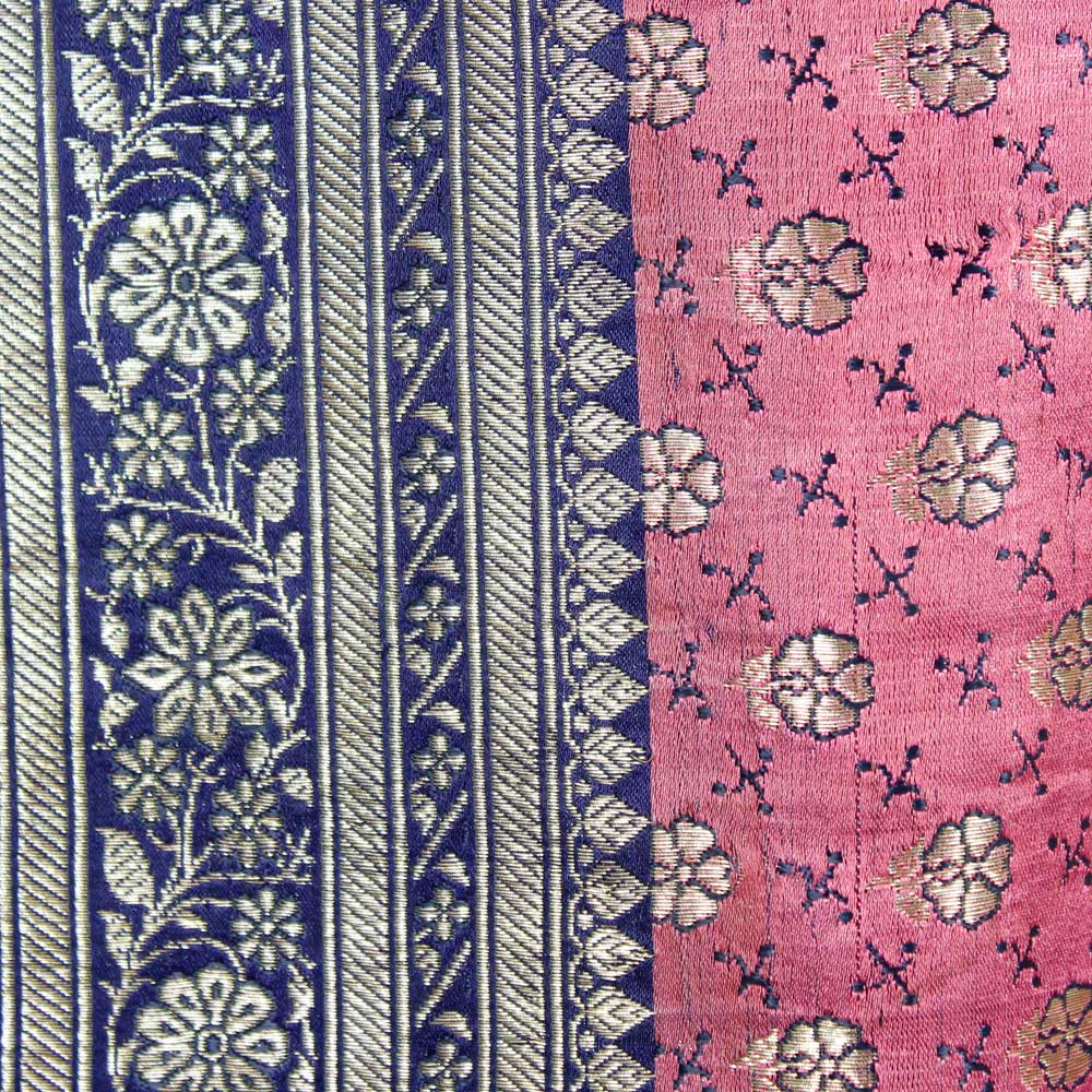 Maharaja Sari Rosa-Blå-Silver - 3