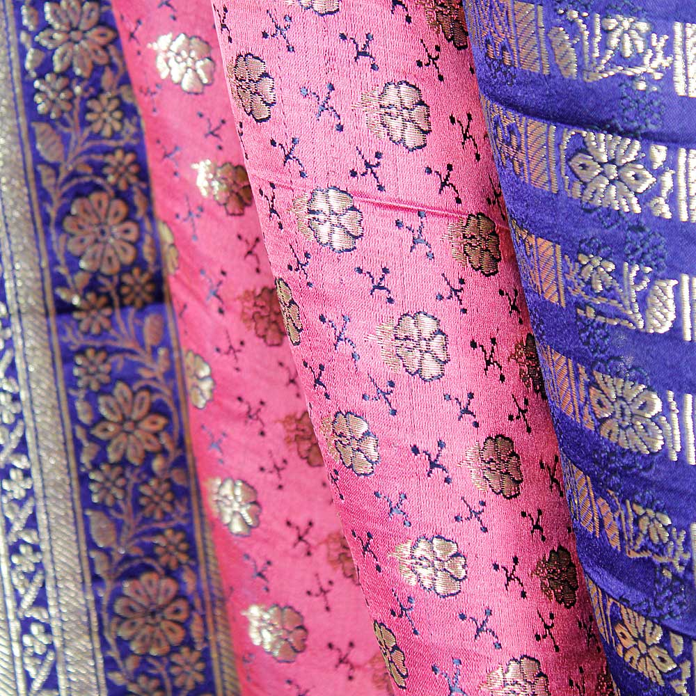 Maharaja Sari Rosa-Blå-Silver - 4