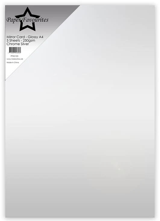 Paper Favourites 5-pack 250 g Mirror Card Glossy "Chrome Silver"