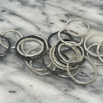 Silverring - FASSETT - tunn