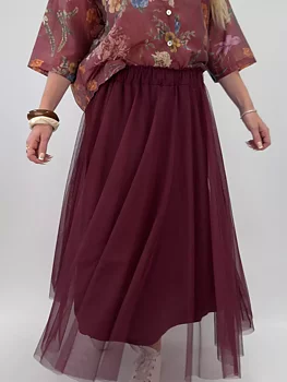 Maxi Skirt in Tulle Vinröd