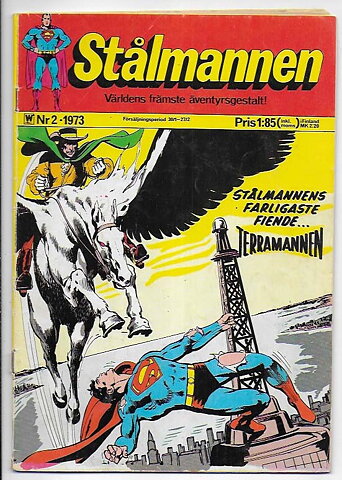 Stålmannen 1973 Nr 2 VG Omslaget löst vid 1 nit
