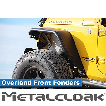 Metalcloak Overland Tube Fenders, Front, Black Powdercoat - Jeep JK & JKU