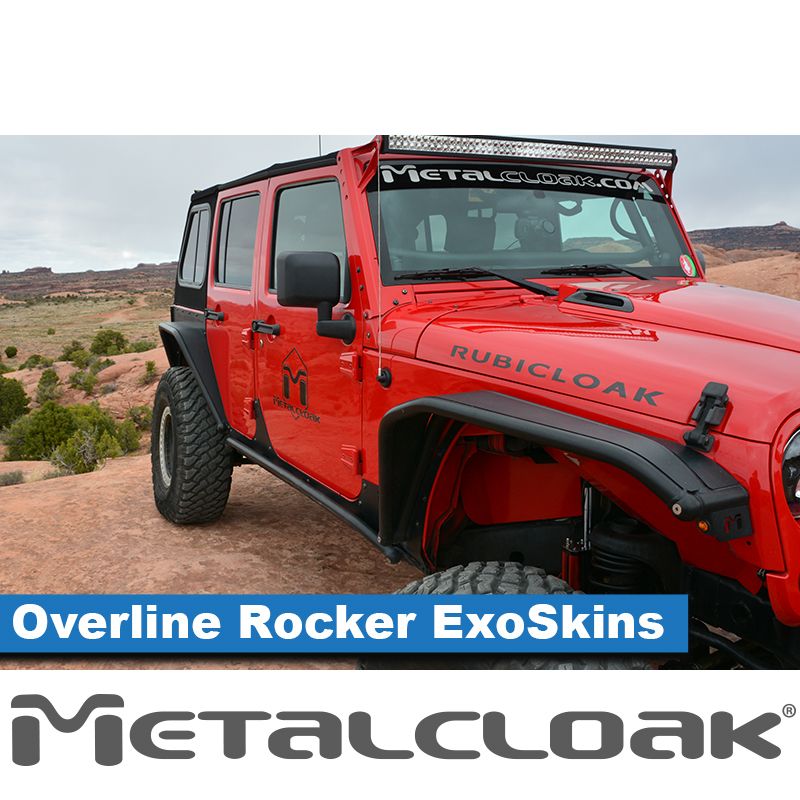 Metalcloak Overline Rocker Exo Skin, Pair, Black Powdercoat - Jeep JKU - 3