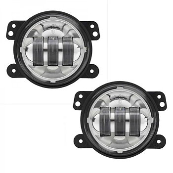 JW Speaker LED Fog Lights Round Chrome 4.5", 6145 J Series - Jeep JK & JKU