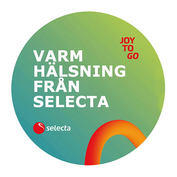 Dekal "Varm hälsning från Selecta" 87 mm diam