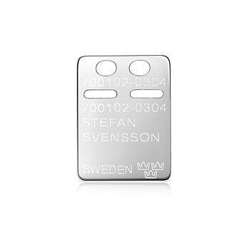 Henkilökortti valkokulta 17*23mm 18k sis. kaiverruksen