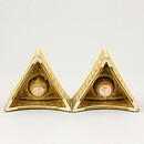 Jens Quistgaard (Relief 1959) Two Beige Candleholders with Leaf Pattern 10 cm