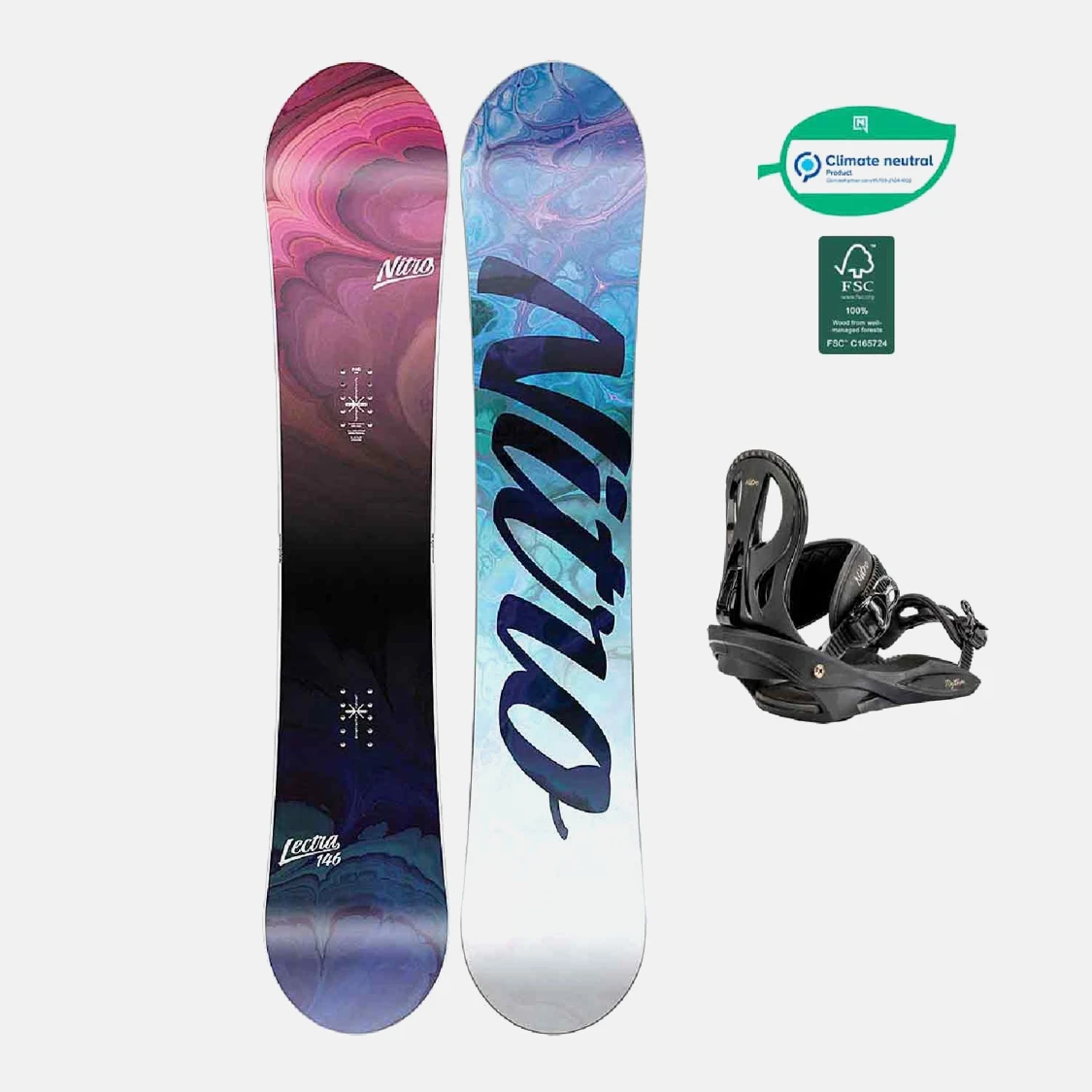 Nitro Snowboard Set - Lectra 146 + Rythm Black Bronze S