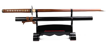Shinobi kolstål Katana  med  4kantig Tsuba.