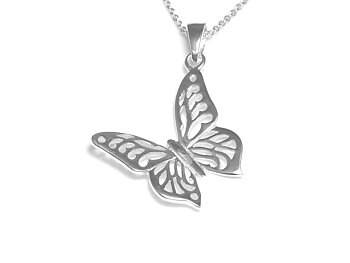 Fjäril Halsband i Äkta 925 Silver, Insekt Hänge, Fjärils Accessoar, Djur Smycke