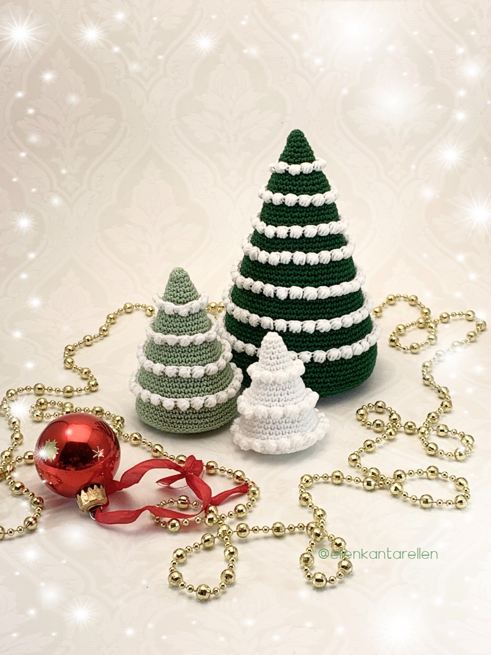 Pattern crocheted Christmas Trees