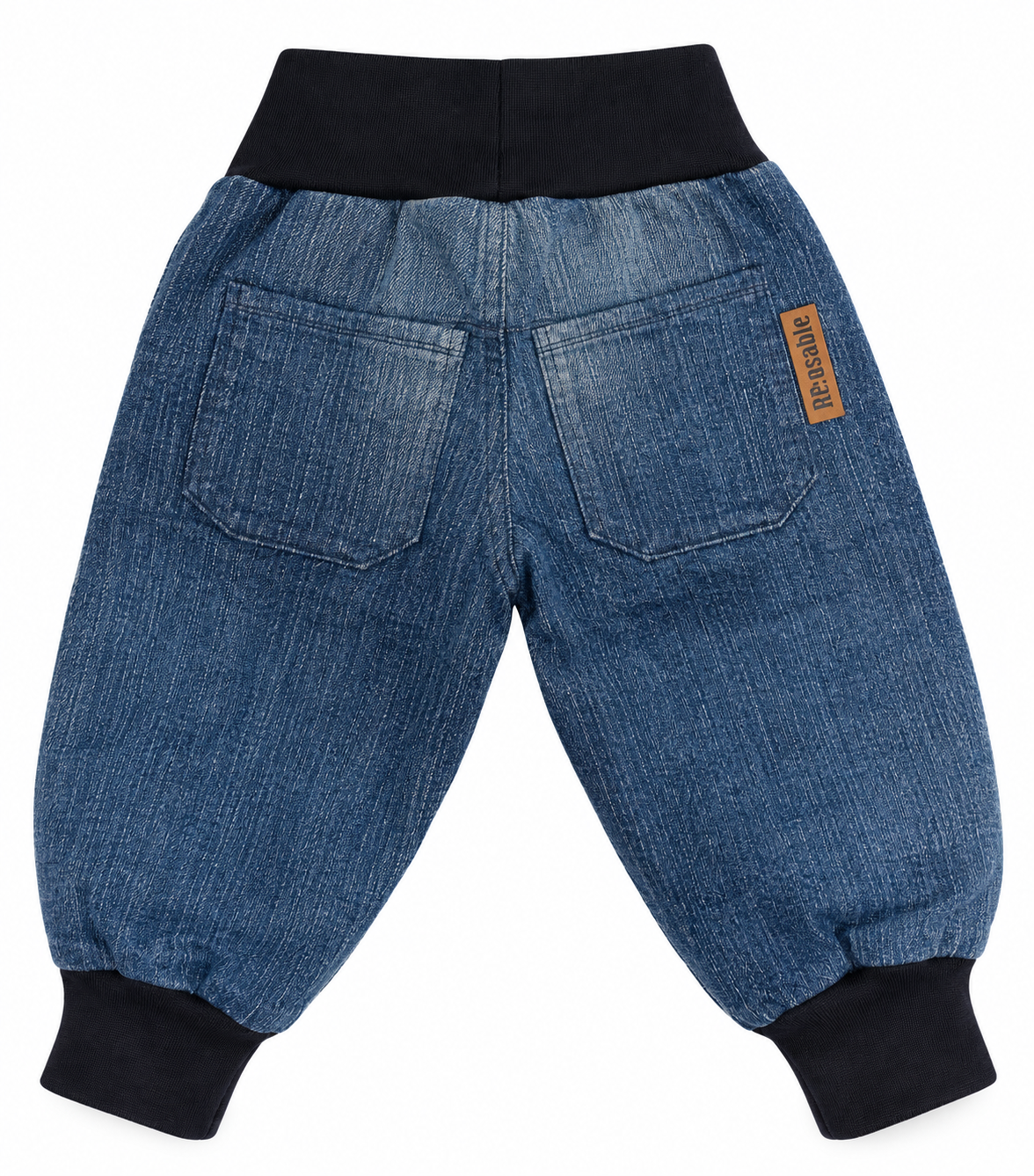 Muddjeans Reuse i återbrukad denim – blå med svampbroderi | 74/80 - 2