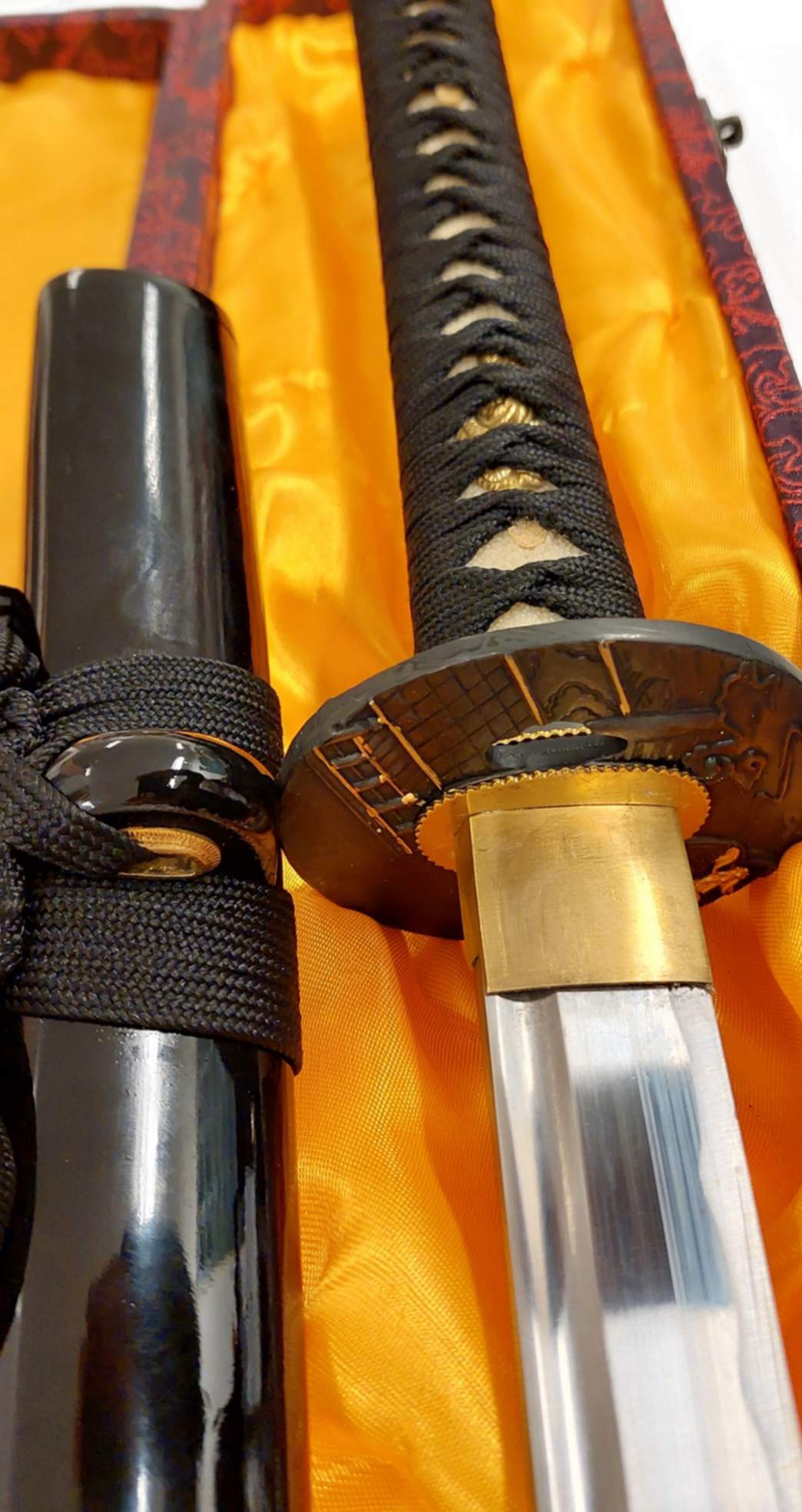 Handsmidda samurai svärd (Katana)  -  Samurai med Drake Tsuba med Text Samurai - 4
