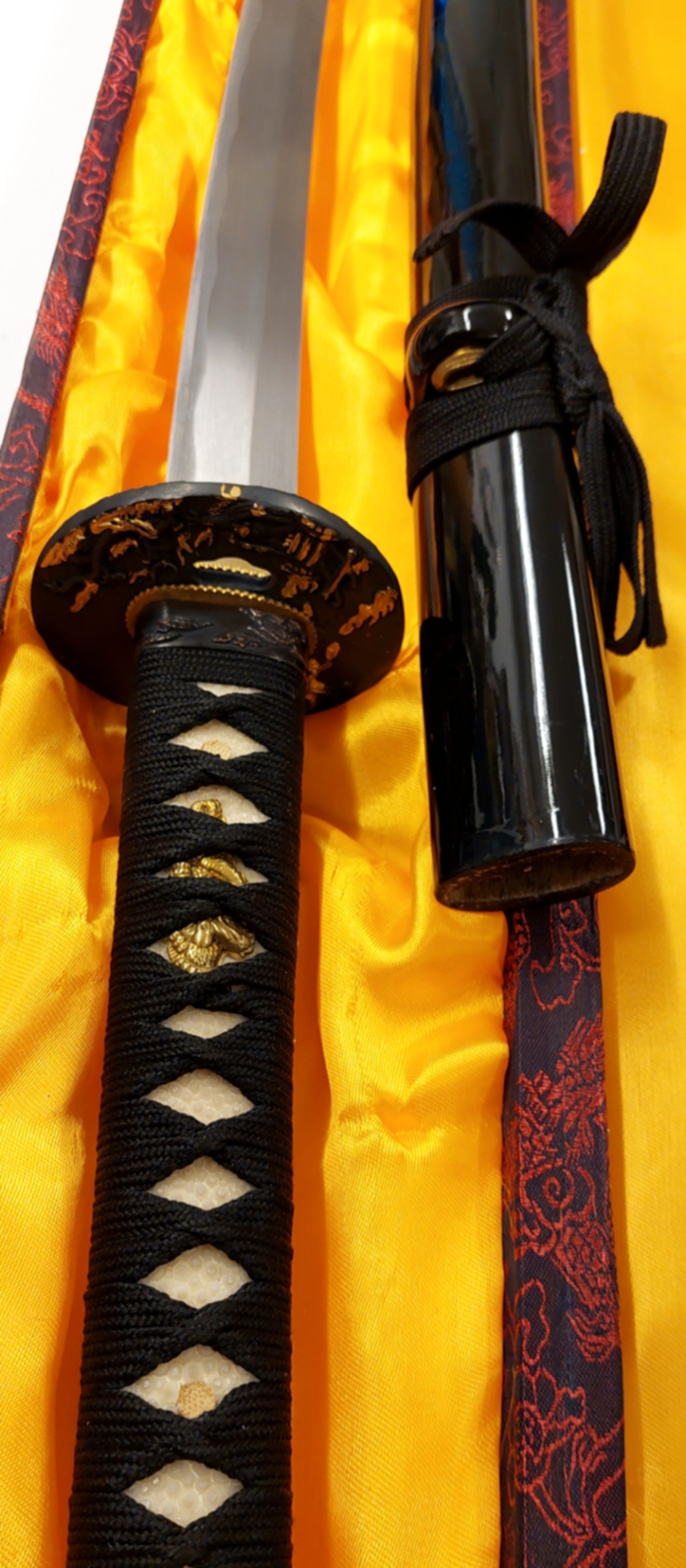 Handsmidda samurai svärd (Katana)  -  Samurai med Drake Tsuba med Text Samurai - 2