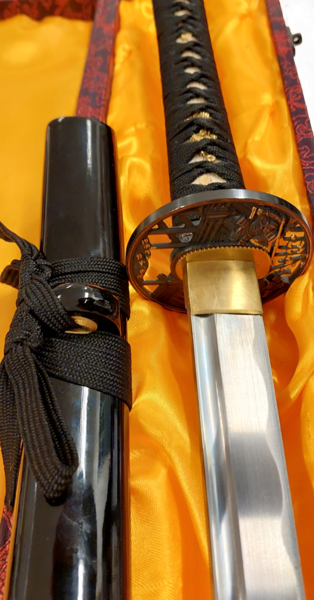 Handsmidda samurai svärd (Katana)  -  Rung Tsuba med Samurai  - 2