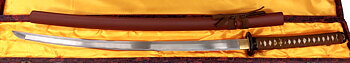 Handsmidda samurai svärd (Katana)  -  Tegelröd 