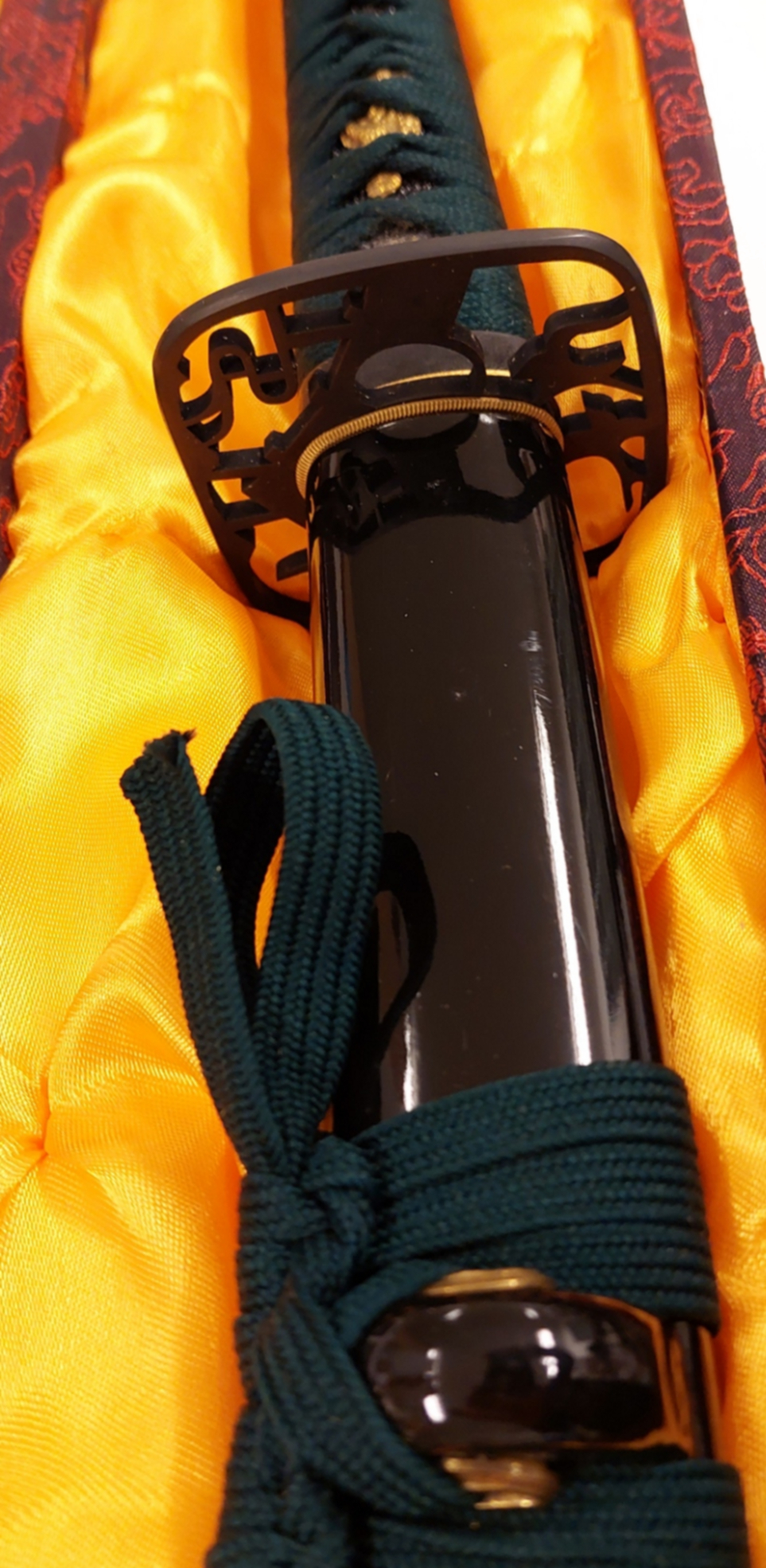 Handsmidda samurai svärd (Katana)  -  Grön / Svart Tsuka - 3