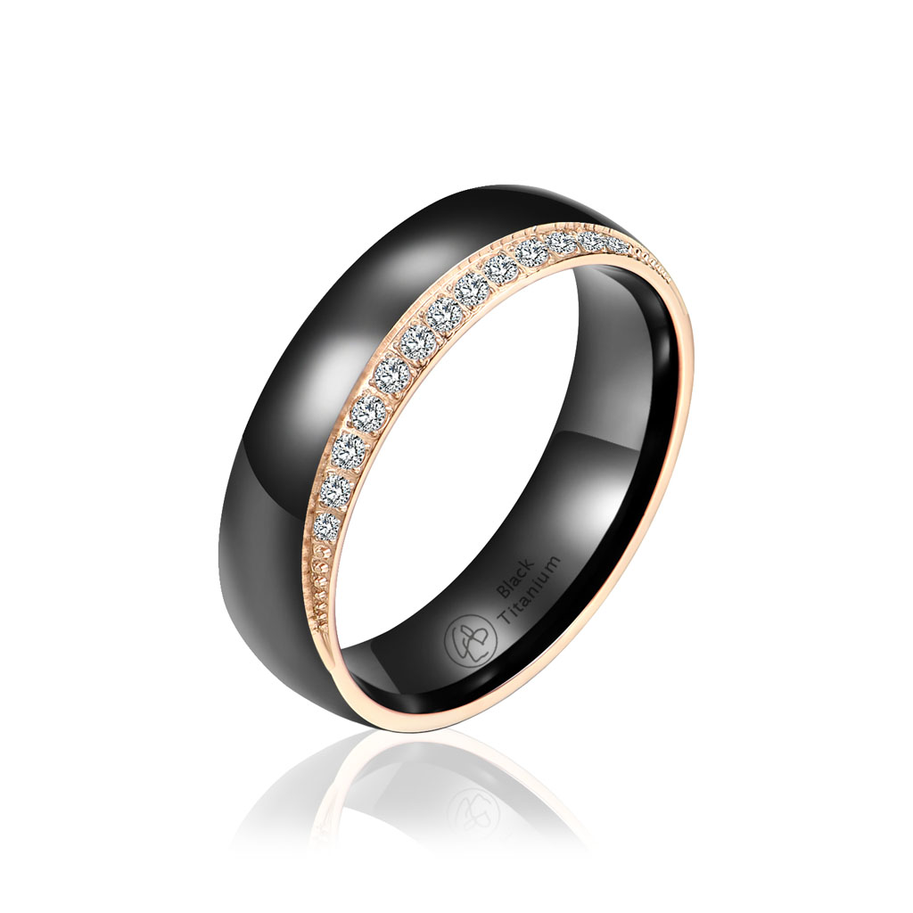 Ring Mystic Rosé Star Exclusive Luxurious Black titanium ring for women with rose gold & diamonds Black Titanium
