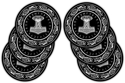 Thor Hammer Vinyl 6 Piece Coasters