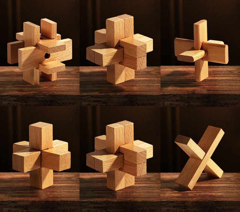 Brain Exercise Wooden Puzzle Difficulty Level 1
