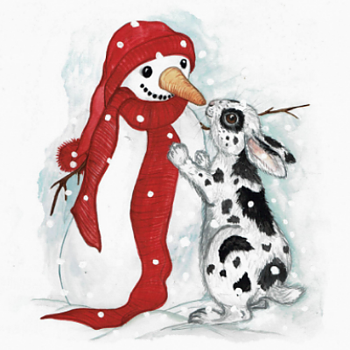 Julkort "Pricken & Snögubben" 