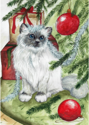 Julkort "Kattens julbus" 