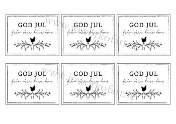 Etikett God jul från våra kära höns 9x7cm (Digital produkt)