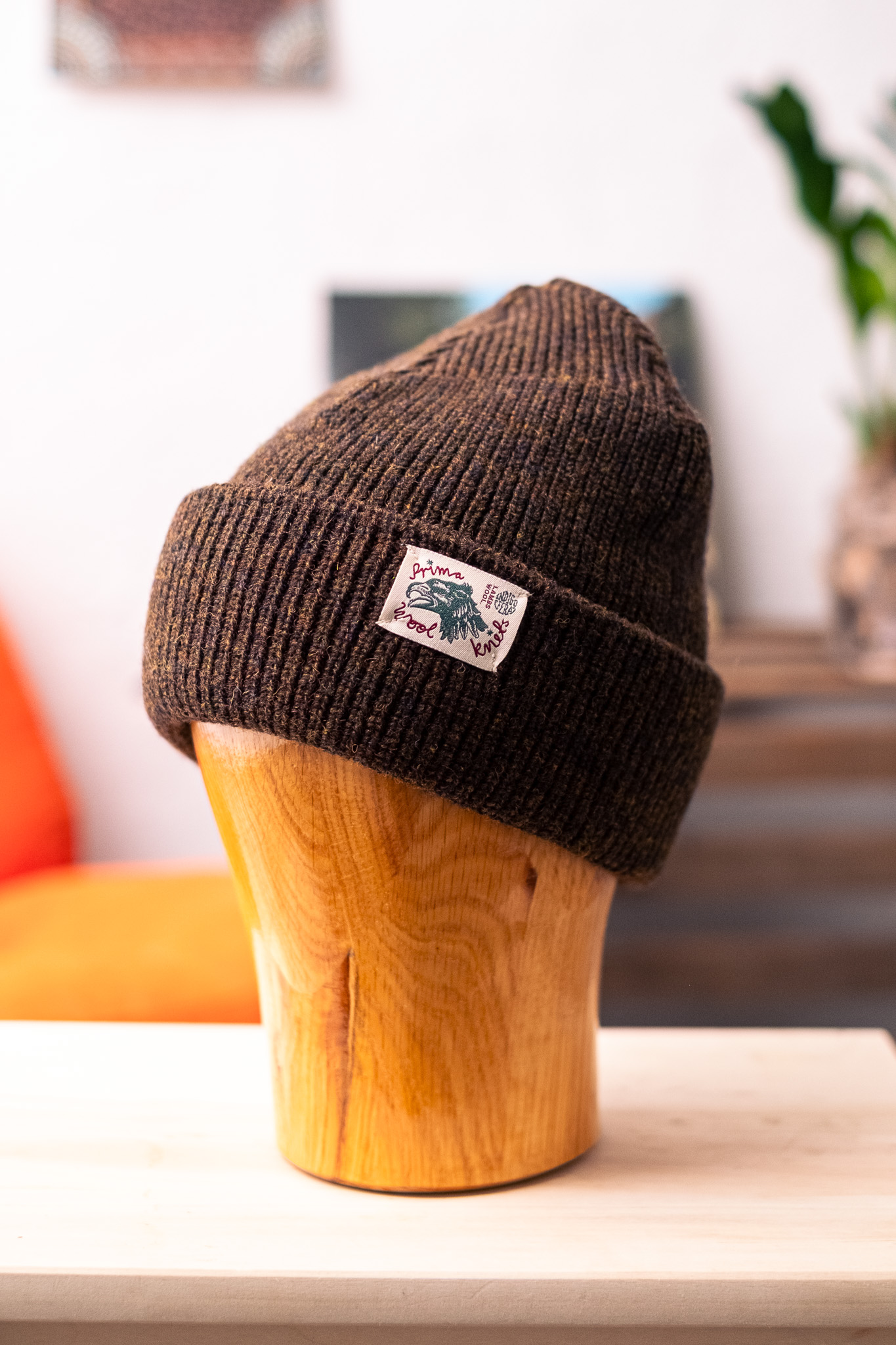 Indigofera - Radec Rib Knit Hat Shetland Wool Dark Brown