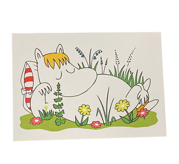 Moomin card - Snorkmaiden sleeps in the flower bed