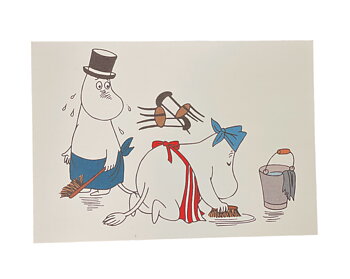 Moomin cards - Moominmamma and Moominpappa cleaning up