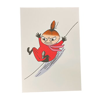 Moomin card - Little My goes on a sleigh ride