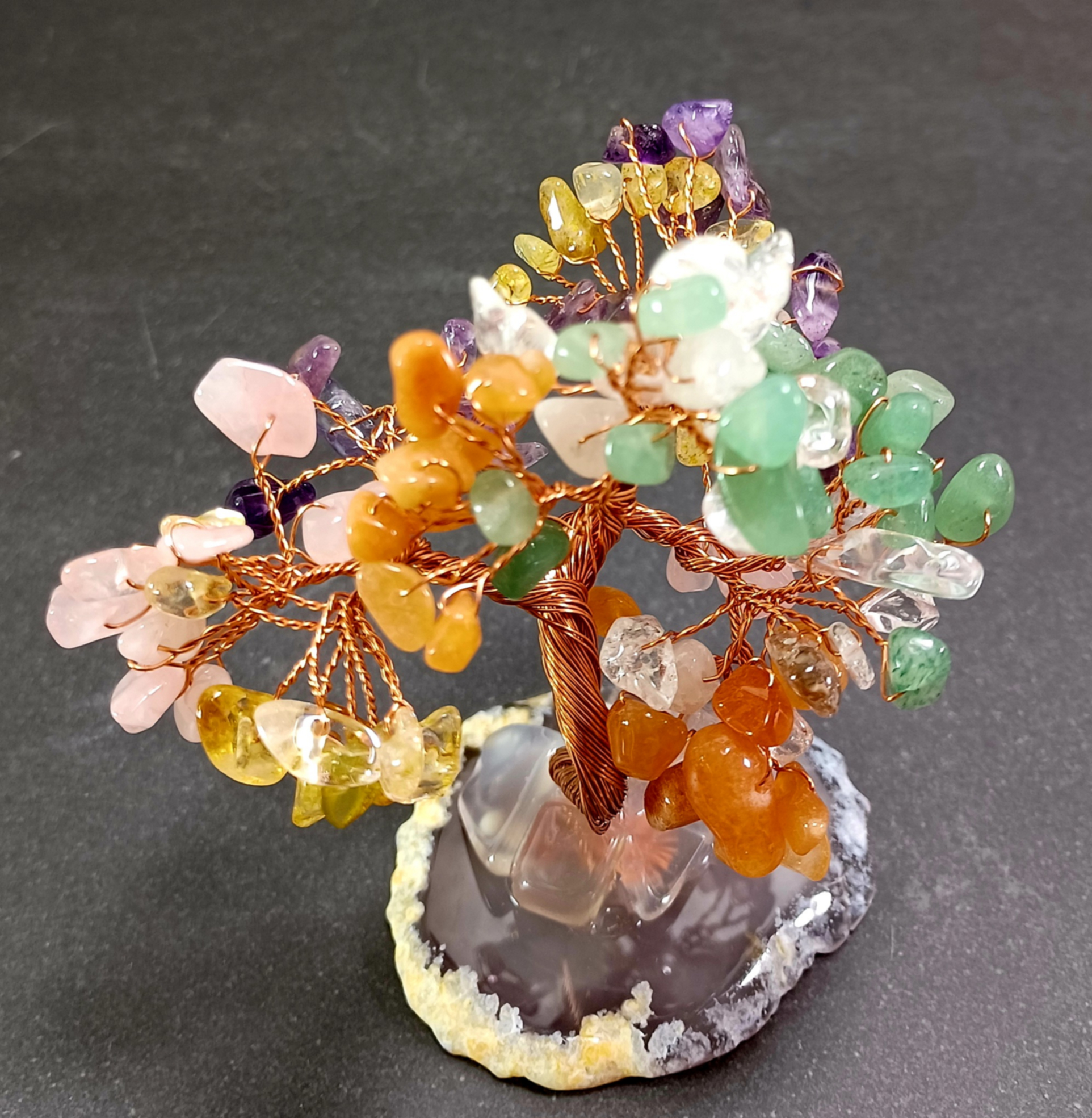 Kristall Bonsai Träd med Agatskiva bas - 4