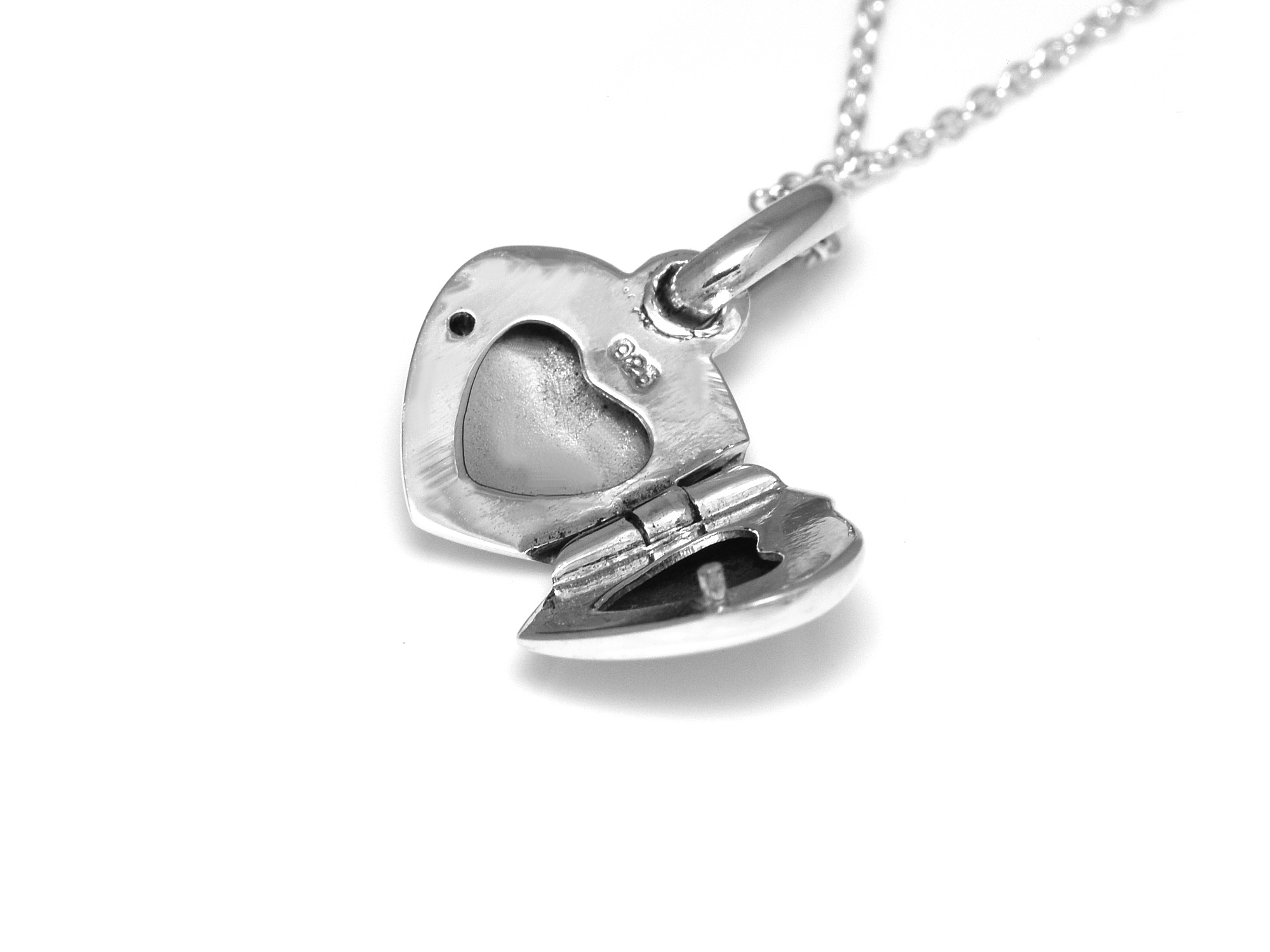 Öppningsbar Litet Hjärta Berlock Halsband i Äkta 925 Silver, Hjärtan Hänge, Kärlek Smycke - 3